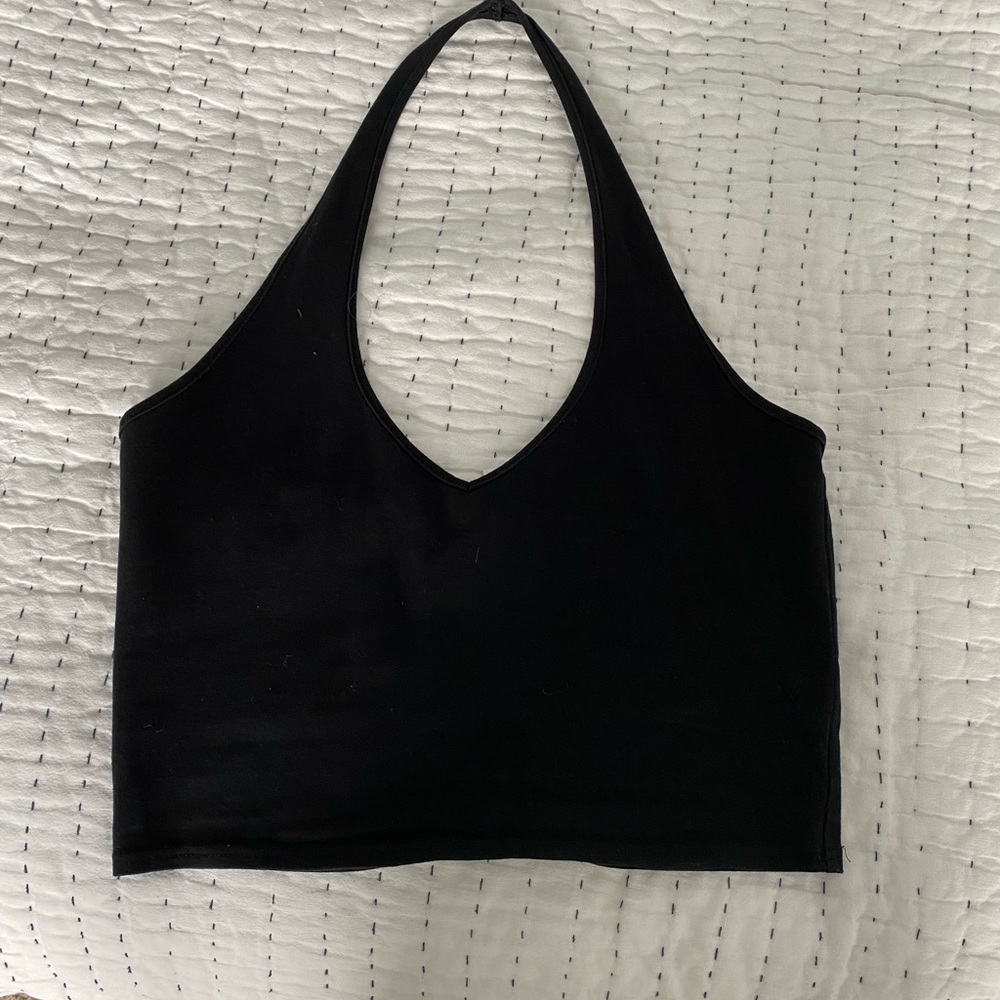 Black halter crop top